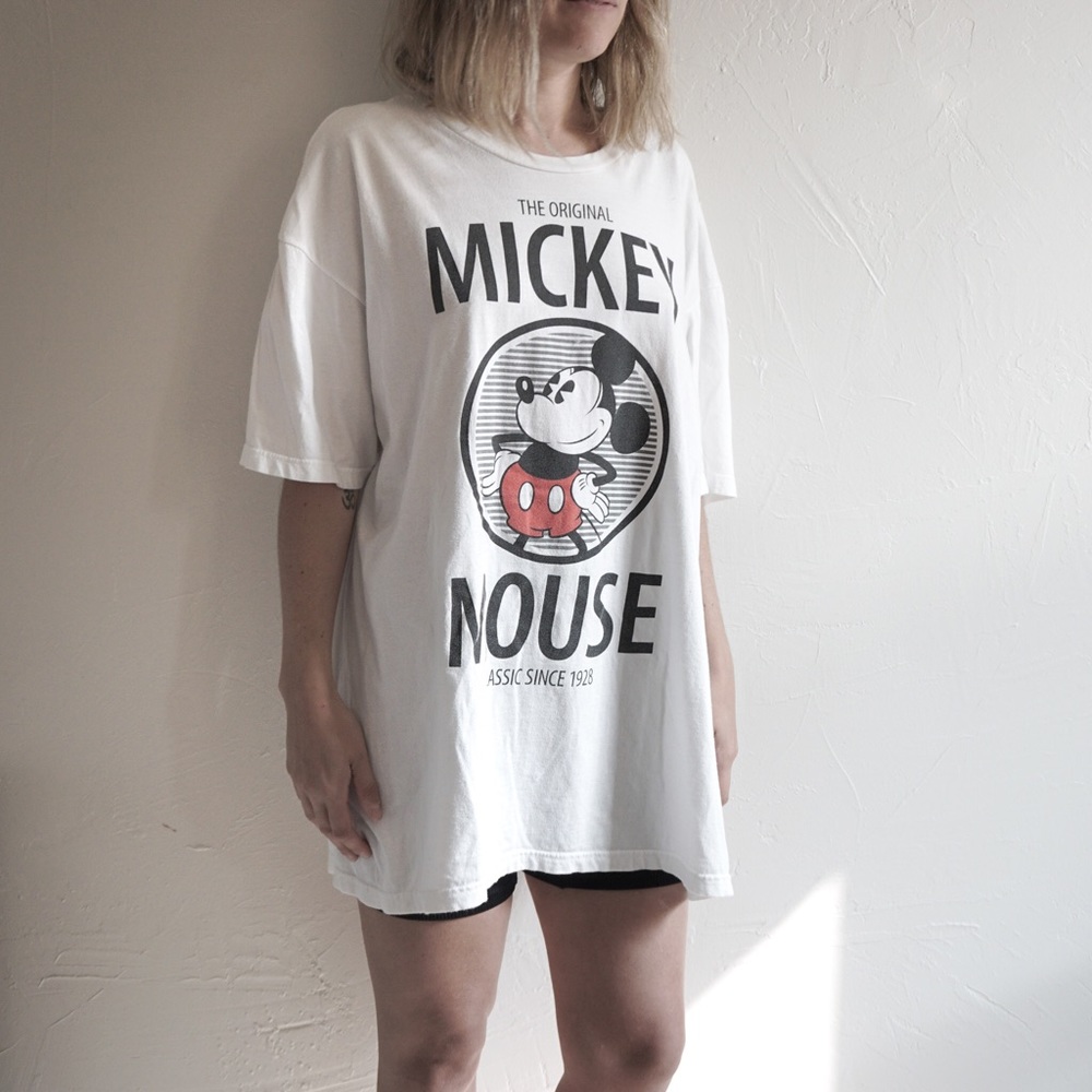 Vintage 1990s Mickey Mouse Graphic White Tee Shirt - Picture 2 of 6